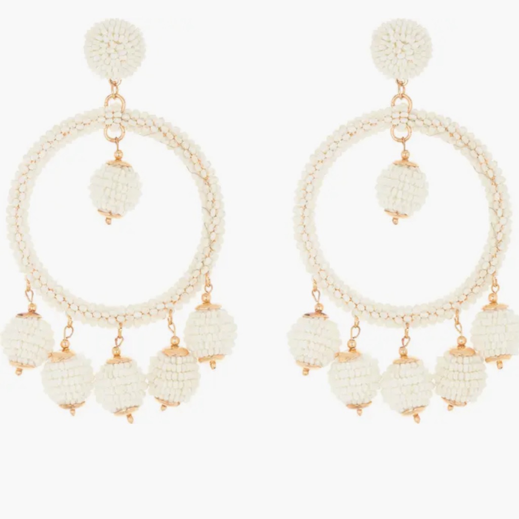 Beaded Circle Orb Drop Earrings Natasha 19$